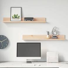 Pines Wall Shelves vidaXL 2x Solid Wood Pine 80 x 11 x 9 cm Wall Shelf