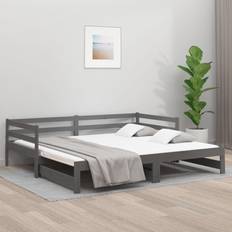 Puuta Sohvat vidaXL Grey Solid Wood Pine Pull-out Day Bed Sofa