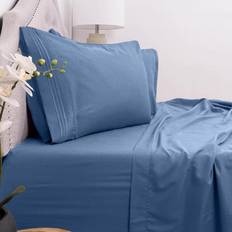 Sweet Home Collection Twin XL Breathable Luxury Sheets with Full Elastic and Secure Corner Straps Built In 1800 Supreme Bed Sheet Blue