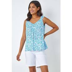 Roman Ditsy Print Pleat Front Cami Top - Blue