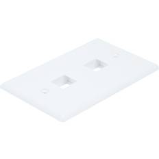 Monoprice 1-Gang Wall Plate for Keystone, 2-Port, White, 4.5&#34 x2.75&#34 x0.2&#34 w/Screws (White Coated Screw Head)