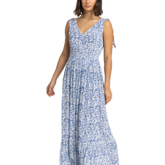 Roman Ditsy Floral Shirred Waist Maxi Dress - Blue