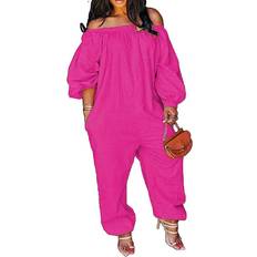 Meslima Women's Beam Foot Long Sleeve Jumpsuit - Pink