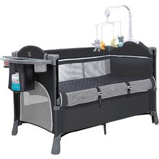 Grey Bedside Crib Elemara 4 in 1 Baby Bassinet Bedside Crib 25.6x49.2"