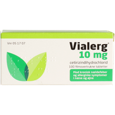 Cetirizine Hydrochloride Håndkøbsmedicin Vialerg 10mg 100 stk Tablet