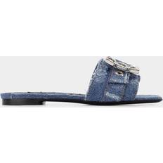 Dolce & Gabbana Women Slides Dolce & Gabbana Rhinestone Buckle Denim Slides Blue Denim