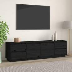 Meubles TV vidaXL Noir 176x37x47.5 cm Bois de Pin Massif Meuble TV