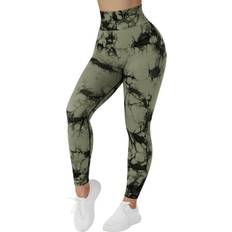 Tie Dye Tights Mooslover Seamless Training Leggings - Olive Green Tie-Dye