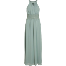 Vila Milina Pleated Halterneck Maxi Dress - Green Milieu