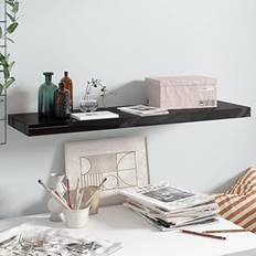 vidaXL Floating High Gloss Black 90 x 23.5 x 3.8 cm Wall Shelf
