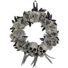 Party Supplies Northlight Double Skull Roses Halloween Wreath, 16-Inch, Unlit