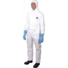 DuPont Hooded Disposable Coveralls,5XL,25 PK,White,High Density Spunbond Polyethylene,Zipper