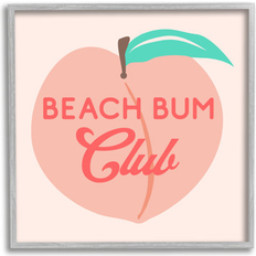 Wall Decorations Stupell Industries Beach Bum Club Pink Peach Phrase Graphic Framed Art