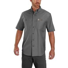 Carhartt Grey Shirts Carhartt Men's Rugged Flex Relaxed-Fit Midweight Canvas Short-Sleeve Shirt - Gravel