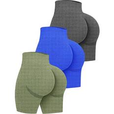 Tennis Tights OQQ Women's Butt Lifting Yoga Shorts - Grey/Blue/Avocadogreen