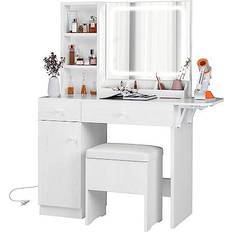 Black - Rectangle Dressing Tables Ironck Vanity Desk with LED Lighted Mirror Dressing Table 15.7x44.1" 2pcs