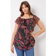 Roman Curve Paisley Print Bardot Top - Pink