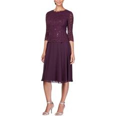 Tea-Length Mock Dress - Deep Plum