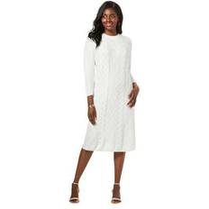 Jessica London Dresses Jessica London Plus Women's Cable Sweater Dress in Ivory Size 30/32