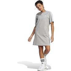 Dresses Adidas Essentials 3-Stripes Single Jersey Boyfriend T-Shirt Dress Grey Heather/White