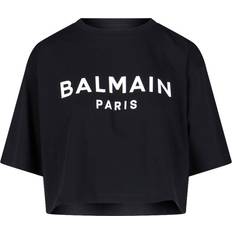 Balmain T-shirts Balmain T-Shirt Court En Jersey De Coton À Logo - Black Woman