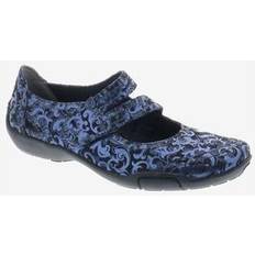 Boots Ros Hommerson Women's Chelsea Mary Jane Flat in Blue Jacquard Leather Size M