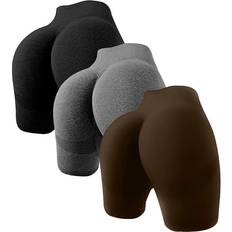 Brown - Hiking Tights OQQ Women's Butt Lifting Yoga Shorts - Black/Grey/Coffee