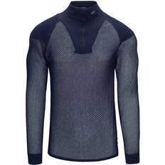 Wool Thermo Zip Polo with Shoulder Insert - Navy