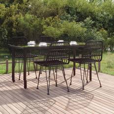 VidaXL Patio Dining Sets vidaXL black, Garden Patio Dining Set, 1 Table incl. 4 Chairs
