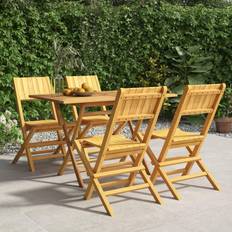 Teak Patio Dining Sets vidaXL 5 Piece Garden Solid Wood Teak Patio Dining Set, 1 Table incl. 4 Chairs