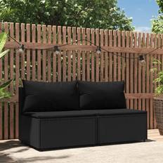 Rattan Sintetico Divani e Panche da Esterno vidaXL Divani Centrali da Giardino con Cuscini 2 pz in Polyrattan Nero Divano Modulare