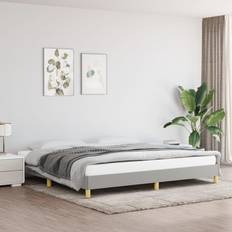 vidaXL Utan Madrass Ljusgrå 200 x 200 cm Tyg Sängram
