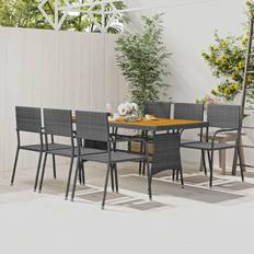 6 Patio Dining Sets vidaXL grey, 7 Garden Patio Dining Set