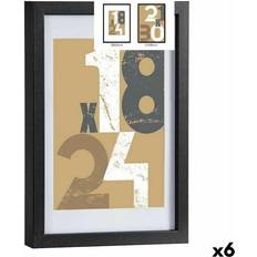Glass Wall Decorations Gift Decor Black Glass 24 x 2.5 x 32.5 cm Set of 6 Photo Frame