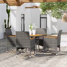 Gris Ensembles repas de patio vidaXL Mobilier Salle À Manger de Jardin 5 pcs Résine Tressée Gris Grey Ensemble repas de patio