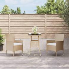 Café Bistrosets vidaXL 3-delige Bistroset Met Kussens Poly Rattan Beige