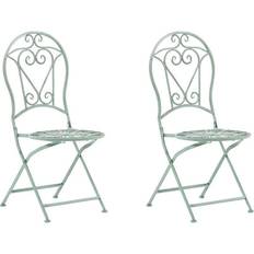 Beliani Chaises de Jardin Beliani Lot de 2 Chaises Bistrot Pliantes en Métal Vert Ornaments