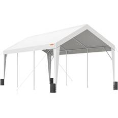 Dépendances VEVOR Carport Auvent Pour Voiture 3x6 m Avec 8 Poteaux Renforcés et 4 Sacs Lestés (Surface du bâtiment )