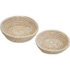 Blanc Paniers Premier Housewares Oval Straw Baskets - Natural / White - Set of 2 Panier