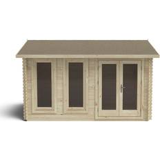 Forest Garden Small Cabins Forest Garden Chiltern 4X3 Toughened Glass Loglap (Building Area )