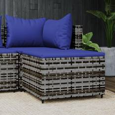 Synthetic Rattan Outdoor Stools on sale vidaXL Garden Footrest with Cushion Grey Poly Rattan