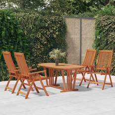 Wood Patio Dining Sets vidaXL 5/547 Solid Wood Eucalyptus Garden Patio Dining Set, 1 Table incl. 4 Chairs