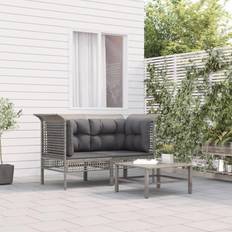 Rotin Synthétique Canapés et Bancs d'Extérieur vidaXL Canapés d'angle de jardin et coussins 2 pcs gris résine tressée Canapé Modulaire