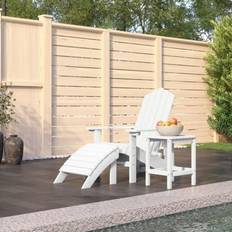 Legno Sgabelli da Esterno vidaXL Sedia Giardino Con Poggiapiedi E Tavolo HDPE Bianco Cod Mxl 74503