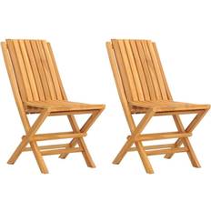 Teck Chaises de Jardin vidaXL Chaises De Jardin Pliantes 2 Pcs 47x47x89 cm Bois Massif Teck