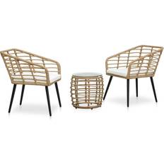 Conjuntos de Bistró vidaXL 3 Piece Bistro Set Poly Rattan Oak Conjunto de Bistró