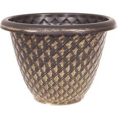 YouGarden Pair of Large Black & Gold Pinecone Planters 33cm
