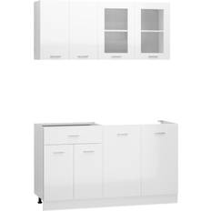 Armadi vidaXL Set Armadi da Cucina 4 pz Bianco Lucido in Truciolato Armadio