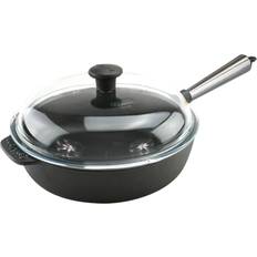 Carl Victor Sautérpande i Støbejern med Glaslåg Diameter 25 cm - Sort med låg 25cm