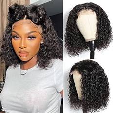 Hair Products Recomtic 4x4 Short Curly Bob Lace Front Wig 10 inch Natural Black